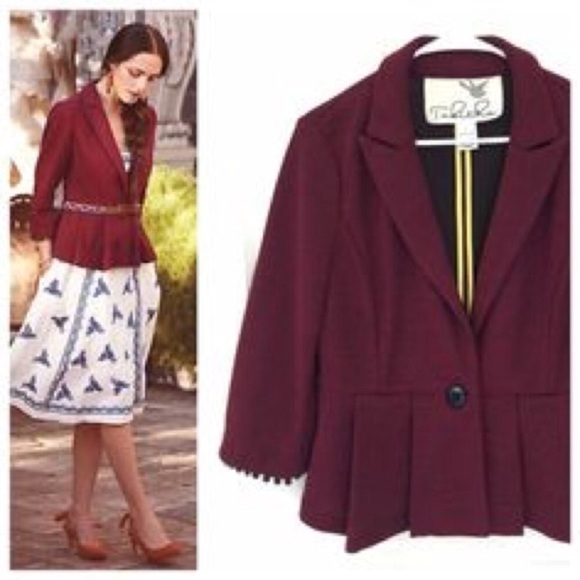 Anthropologie Jackets & Blazers - Anthropologie Large Blazer Peplum Pom Pom Tabitha